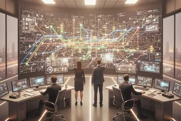 Centro de controle operacional monitorando a mobilidade urbana dinâmica