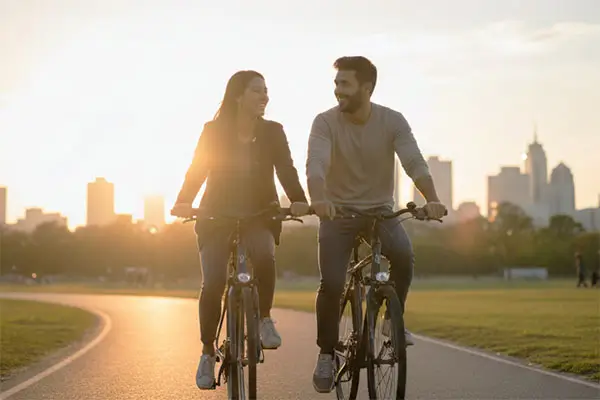 pedalando a dois no final de semana à tardinha!