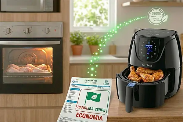 A air fryer gasta muita energia? Veja o teste de 30 dias que prova a economia contra o forno convencional.